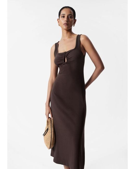 & Other Stories White Buckle-Detailed Midi Dress