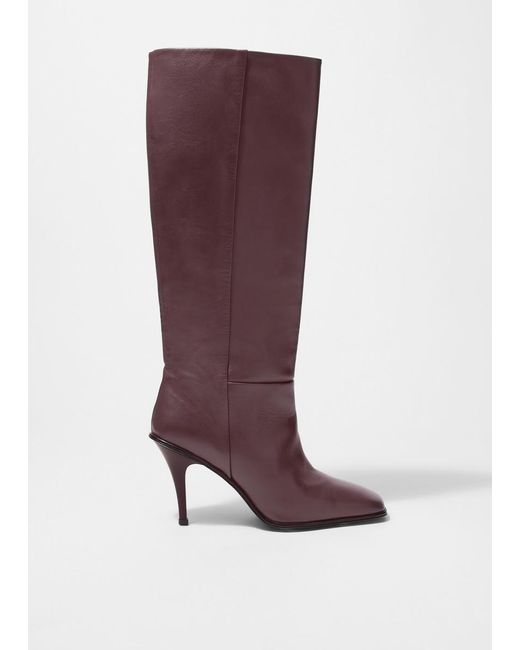 & Other Stories Purple Klassische, Kniehohe Lederstiefel