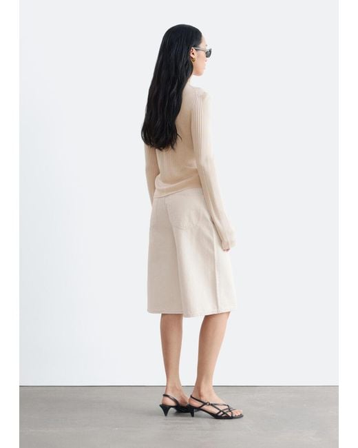 & Other Stories Natural Denim Knee-Length Shorts