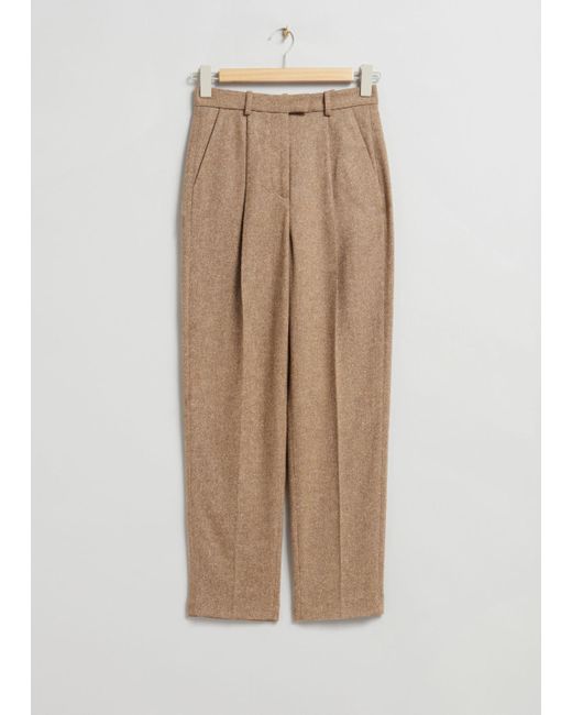 & Other Stories Gray Tapered Tweed Trousers