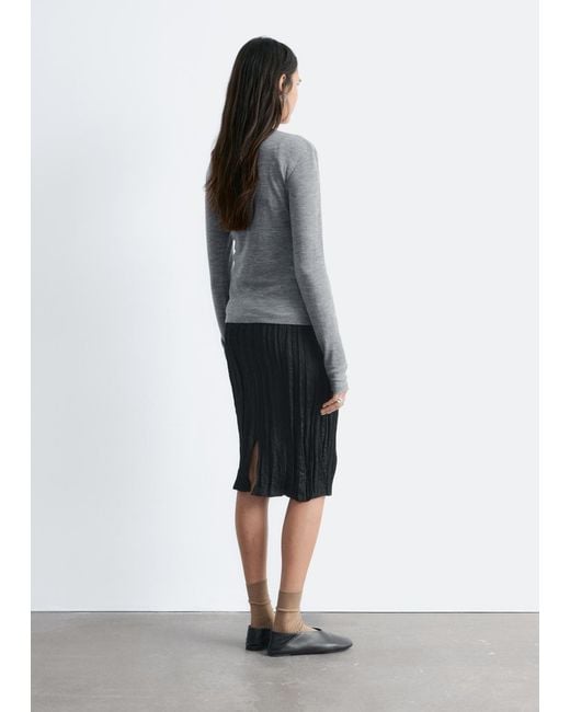 & Other Stories White Half-Placket Wool Top