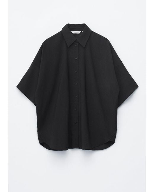 & Other Stories Black Oversized Quarter-Sleeve Shirt