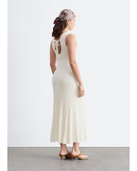 & Other Stories White Ribbed Midi Dress