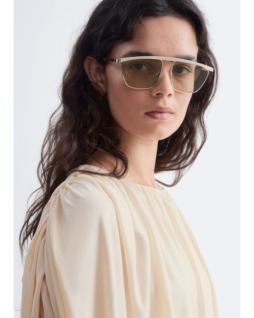 & Other Stories Natural Draped Jersey Top