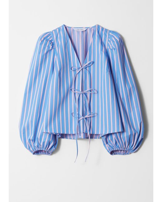 & Other Stories Blue Tie-Front Blouse