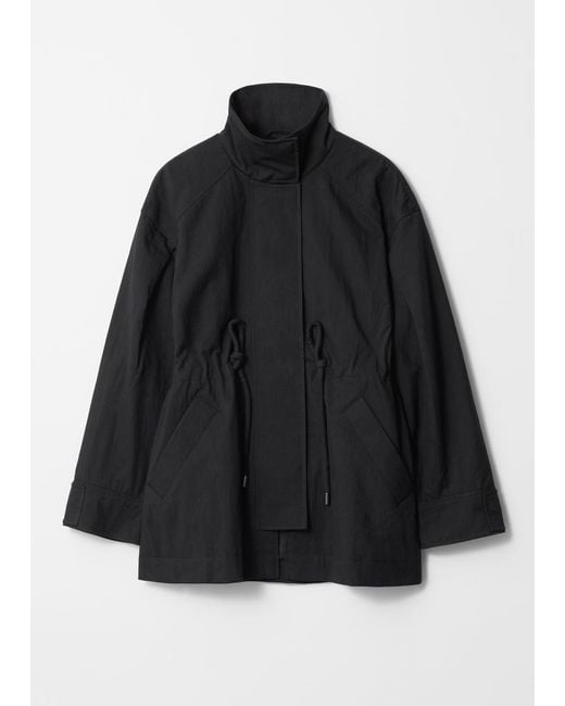 & Other Stories Black Drawstring Waist Jacket