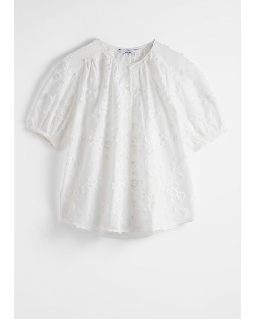 & Other Stories White Oversized Puff-Sleeve Blouse