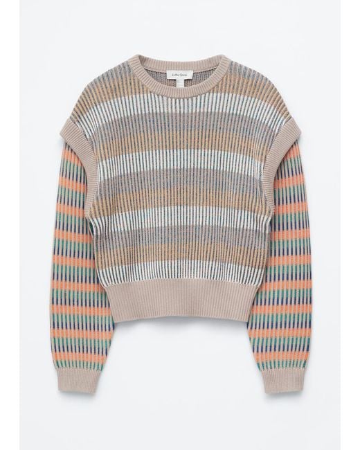& Other Stories Natural Striped Panel Knit Jumper