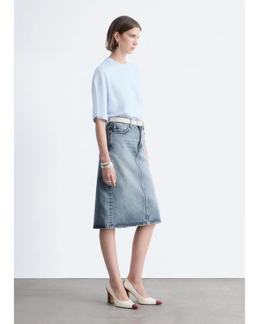 & Other Stories Blue Oversized Cotton T-Shirt