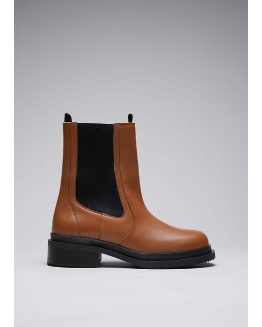 & Other Stories Brown Chelsea Leather Boots
