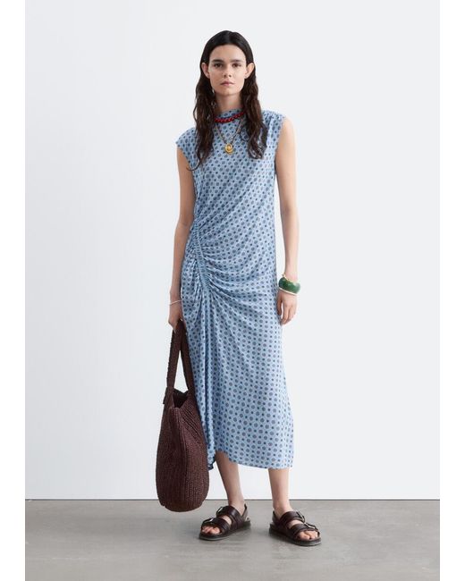 & Other Stories White Boat-Neck Midi Dress
