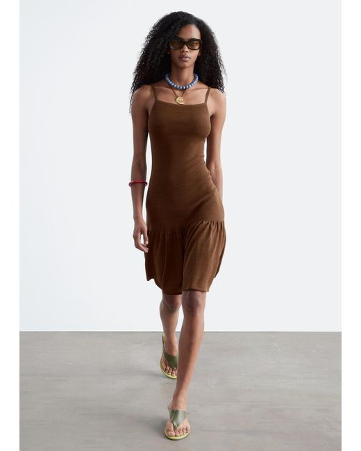 & Other Stories Brown Knitted Midi Dress