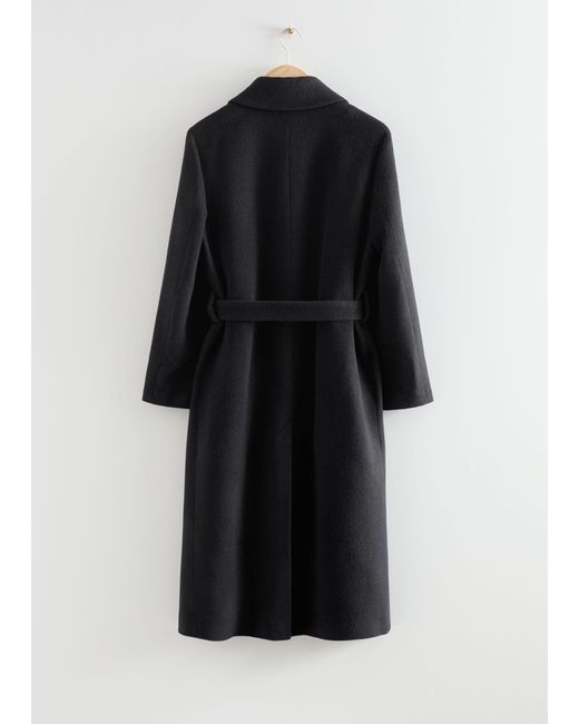& Other Stories Black Single-breasted Belted Coat
