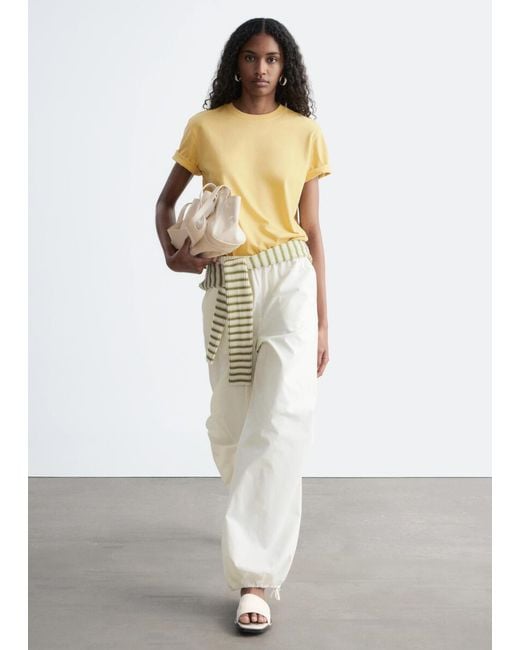 & Other Stories Yellow Cotton Crew-Neck T-Shirt