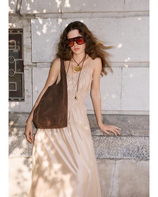 & Other Stories Natural Ruched Midi Dress