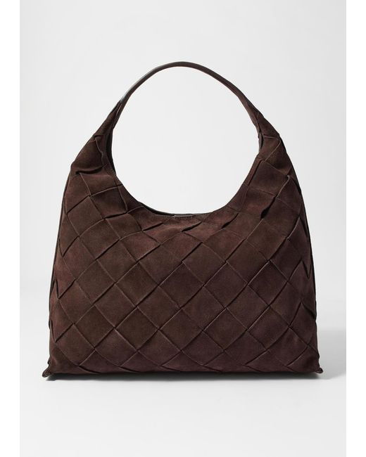& Other Stories Brown Braided Suede Tote