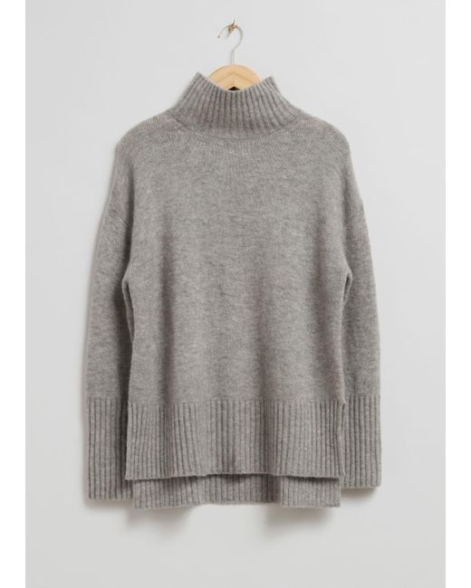 & Other Stories Gray Mock Neck Knit Sweater