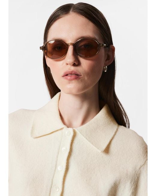 & Other Stories Blue Knitted Collar Cardigan