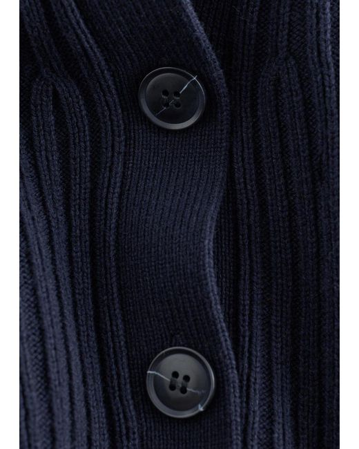 & Other Stories Blue Rib-Knit Cardigan