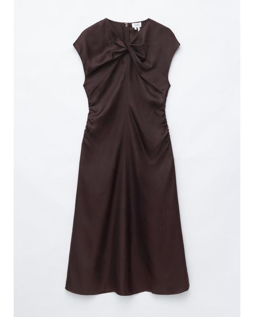 & Other Stories Brown Twisted Silk Dress
