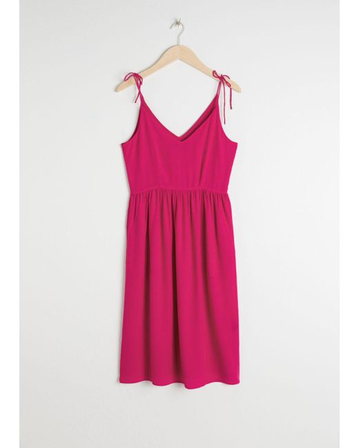 tie shoulder midi dress