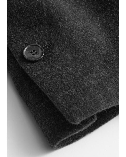 & Other Stories Black Single-Breasted Wool Maxi Coat