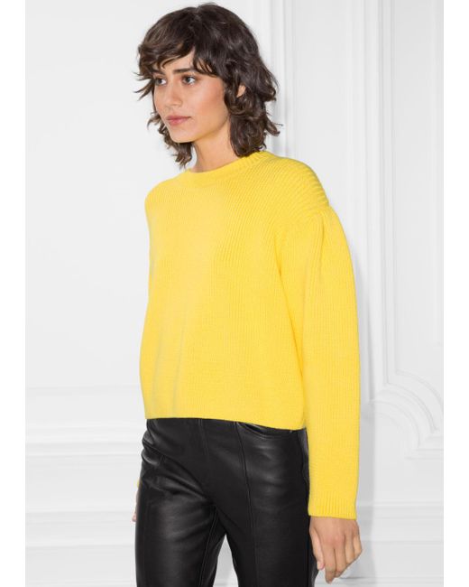 & Other Stories Yellow Knitted Puff Sweater