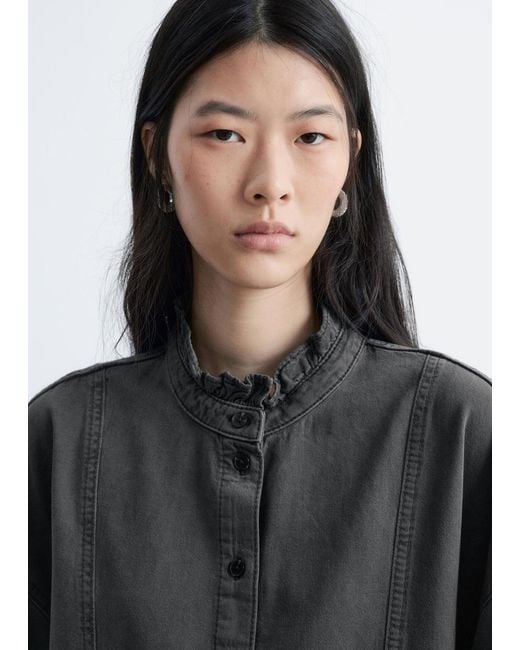 & Other Stories Gray Oversized Denim Blouse