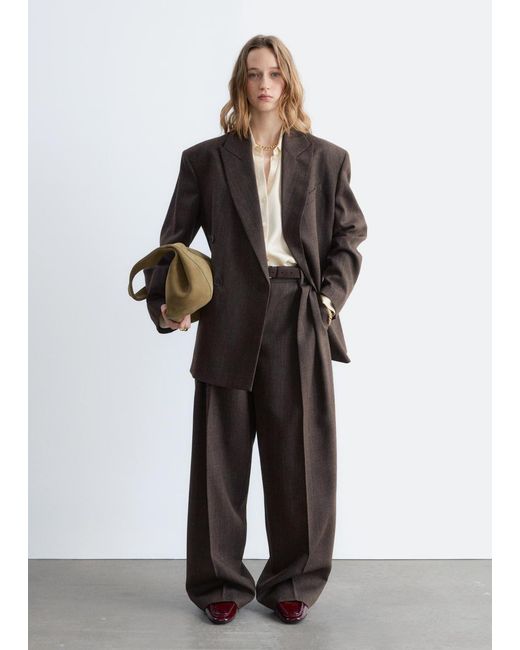 & Other Stories White Press-Crease Wool Trousers