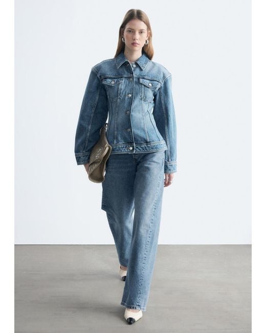 & Other Stories Blue Sculpted Denim Jacket