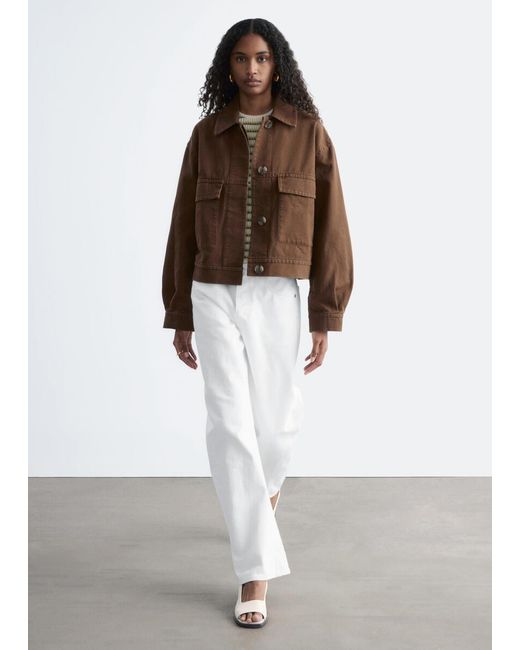 & Other Stories Brown Cotton Utility Jacket