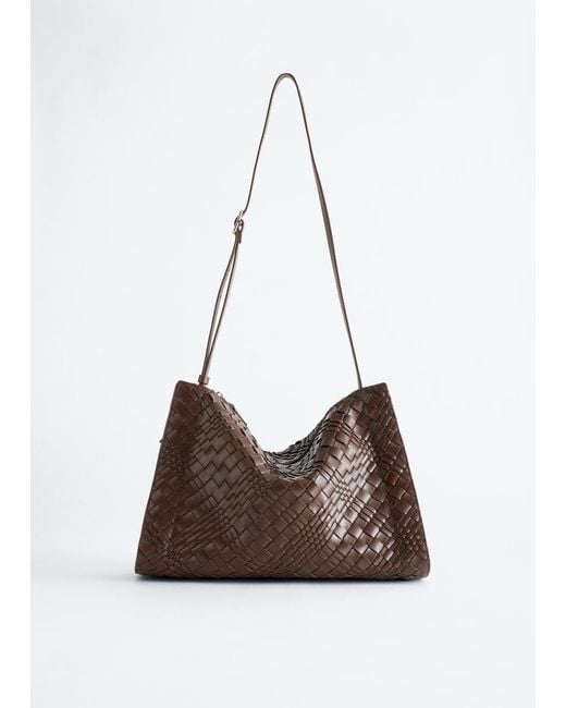 & Other Stories Brown Braided Leather Crossbody Bag