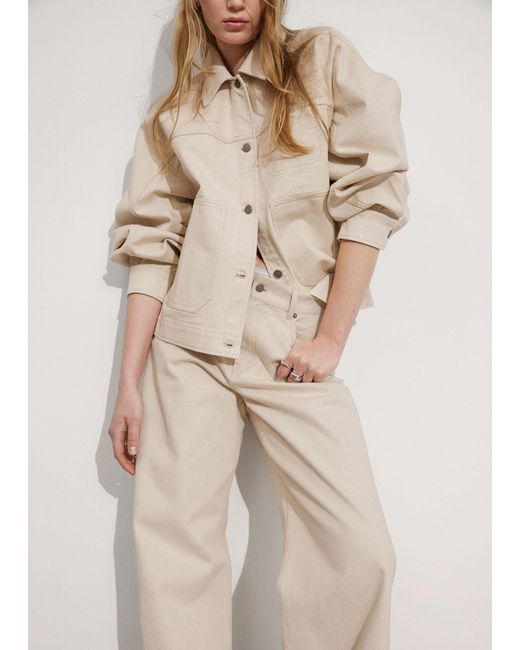 & Other Stories Natural Wide Textured Trousers