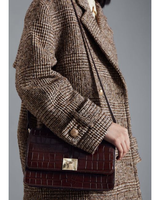 & Other Stories Brown Croco Leather Bag