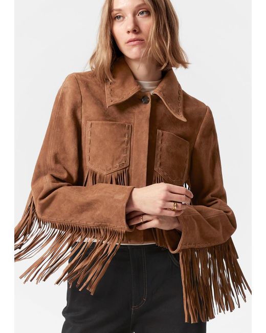 & Other Stories Brown Fringe Suede Jacket