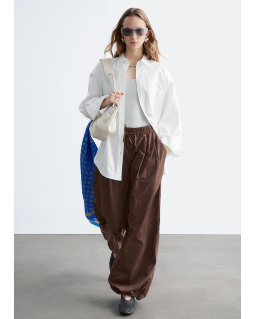 & Other Stories White Nylon Parachute Trousers