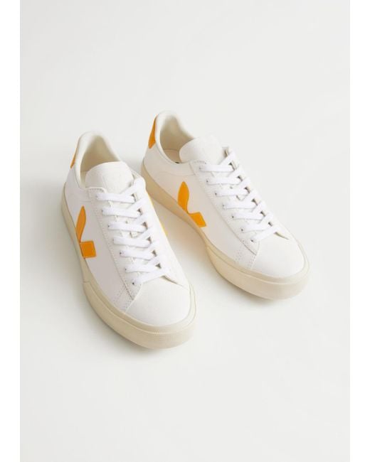& Other Stories Veja Campo Leather Sneakers in Orange | Lyst