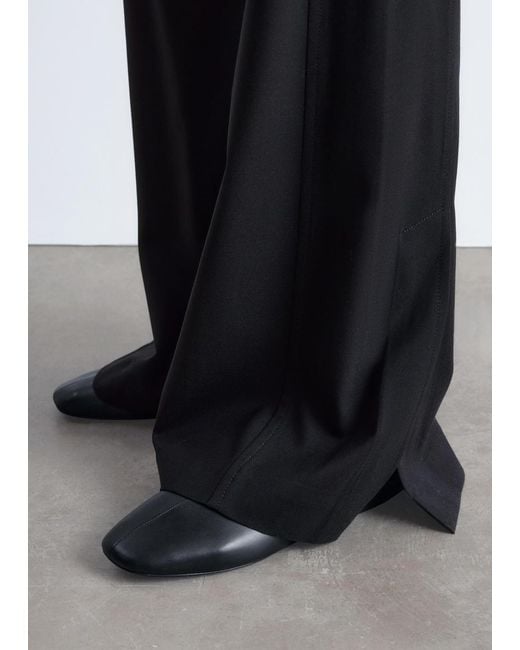 & Other Stories Black Flared Wool Trousers