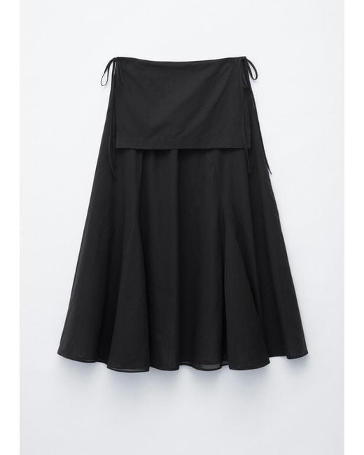 & Other Stories Black Sheer Apron Midi Skirt
