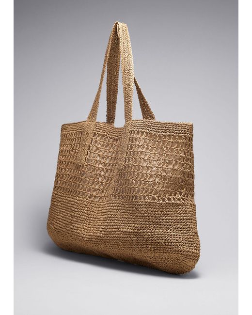 & Other Stories Brown Large Crochet-straw Tote