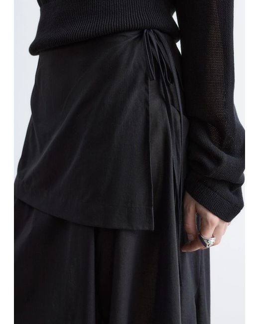 & Other Stories Black Sheer Apron Midi Skirt