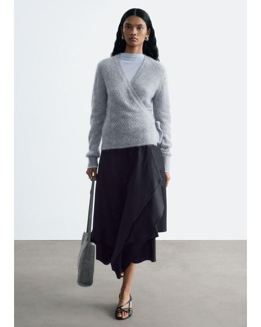 & Other Stories Gray Mohair-Blend Pointelle Cardigan