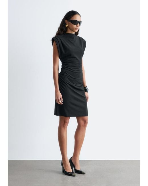 & Other Stories White Draped Jersey Mini Dress