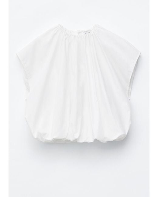& Other Stories White Gathered Cotton Blouse