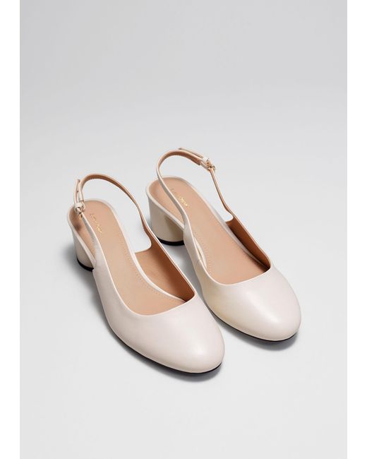 & Other Stories Natural Block-heel Leather Slingback Pumps