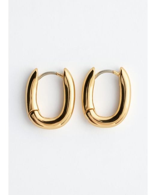 & Other Stories Black Polished Brass Earring Set