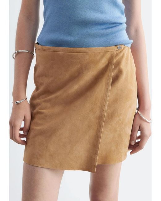 & Other Stories White Suede Mini Skirt