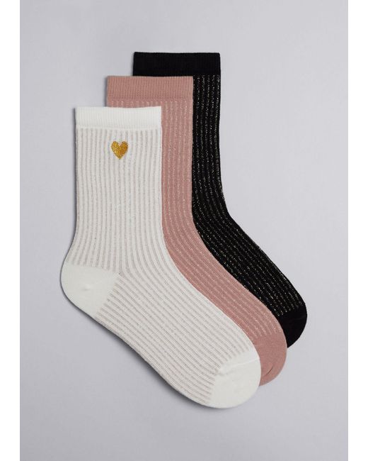 & Other Stories White 3-pack Heart Socks Gift Set