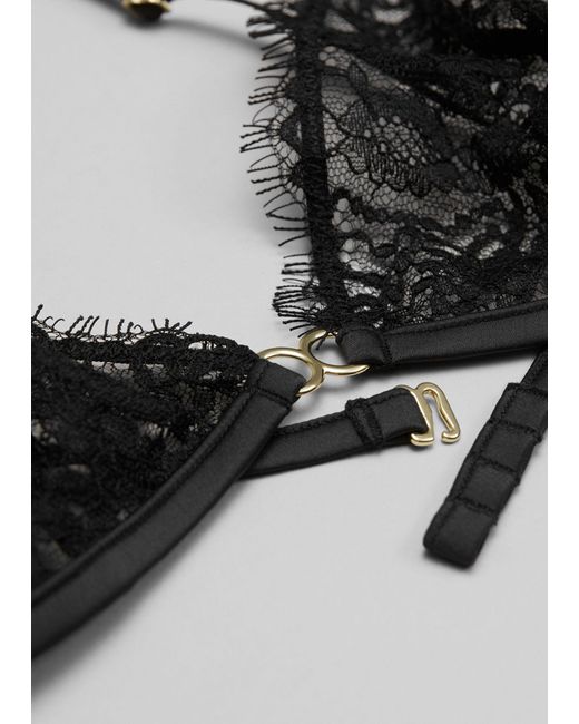 & Other Stories Black Floral Lace Soft Bra