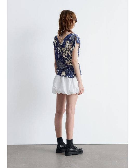 & Other Stories Blue Draped Cowl-Neck Top